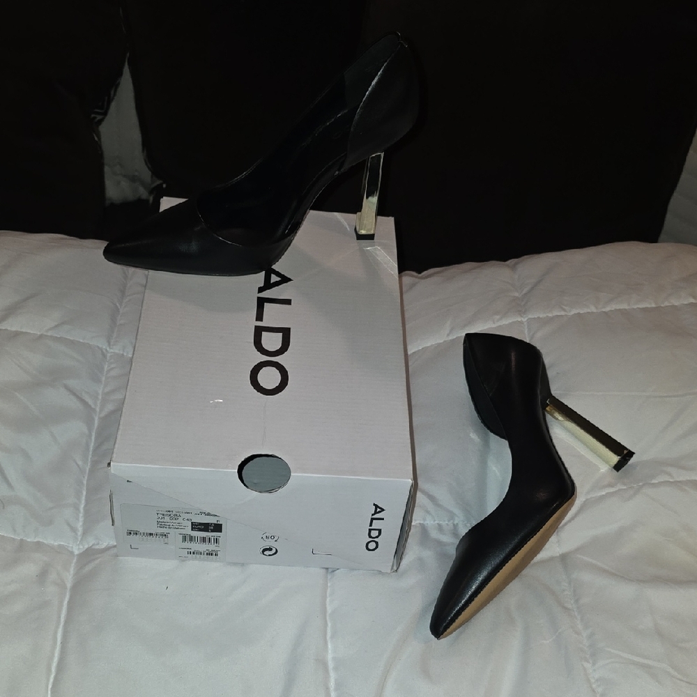 Aldo Black Heels with GOLD HEEL